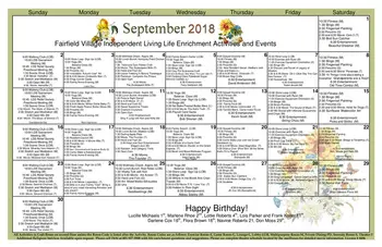 Activity Calendar of Fairfield Village of Layton, Assisted Living, Nursing Home, Independent Living, CCRC, Layton, UT 4