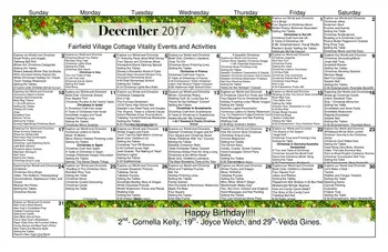 Activity Calendar of Fairfield Village of Layton, Assisted Living, Nursing Home, Independent Living, CCRC, Layton, UT 5