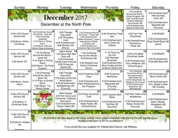 Activity Calendar of Fairfield Village of Layton, Assisted Living, Nursing Home, Independent Living, CCRC, Layton, UT 7