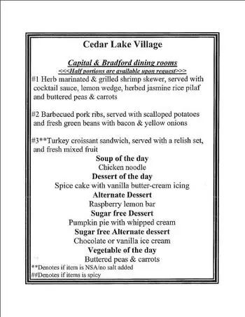 Dining menu of Good Samaritan Society Cedar Lake Village, Assisted Living, Nursing Home, Independent Living, CCRC, Olathe, KS 2