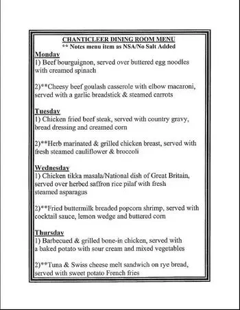 Dining menu of Good Samaritan Society Cedar Lake Village, Assisted Living, Nursing Home, Independent Living, CCRC, Olathe, KS 3