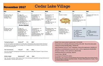 Activity Calendar of Good Samaritan Society Cedar Lake Village, Assisted Living, Nursing Home, Independent Living, CCRC, Olathe, KS 4
