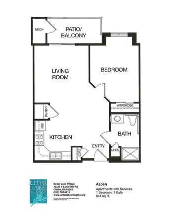 Floorplan of Good Samaritan Society Cedar Lake Village, Assisted Living, Nursing Home, Independent Living, CCRC, Olathe, KS 5