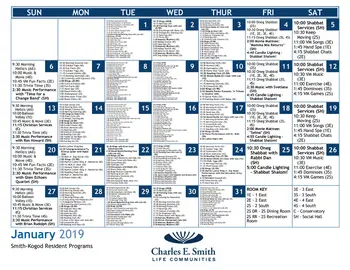 Activity Calendar of Charles E. Smith Life Communities, Assisted Living, Nursing Home, Independent Living, CCRC, Rockville, MD 1
