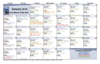 Activity Calendar of Holland Home Raybrook, Assisted Living, Nursing Home, Independent Living, CCRC, Grand Rapids, MI 1