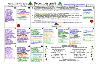 Activity Calendar of Holland Home Raybrook, Assisted Living, Nursing Home, Independent Living, CCRC, Grand Rapids, MI 2
