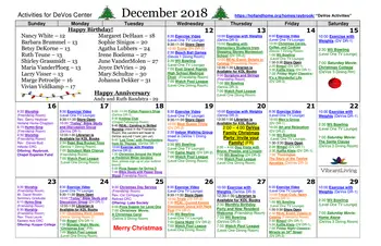 Activity Calendar of Holland Home Raybrook, Assisted Living, Nursing Home, Independent Living, CCRC, Grand Rapids, MI 3