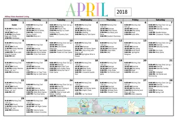 Activity Calendar of Homewood at Williamsport, Assisted Living, Nursing Home, Independent Living, CCRC, Williamsport, MD 1