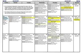 Activity Calendar of Homewood at Williamsport, Assisted Living, Nursing Home, Independent Living, CCRC, Williamsport, MD 15