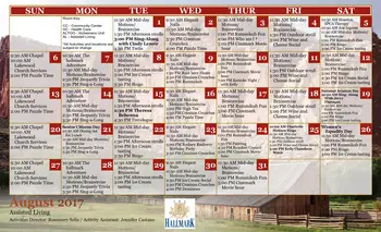 Activity Calendar of The Hallmark, Assisted Living, Nursing Home, Independent Living, CCRC, Houston, TX 1