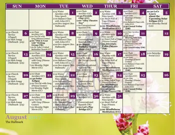 Activity Calendar of The Hallmark, Assisted Living, Nursing Home, Independent Living, CCRC, Houston, TX 4
