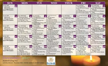 Activity Calendar of The Hallmark, Assisted Living, Nursing Home, Independent Living, CCRC, Houston, TX 6