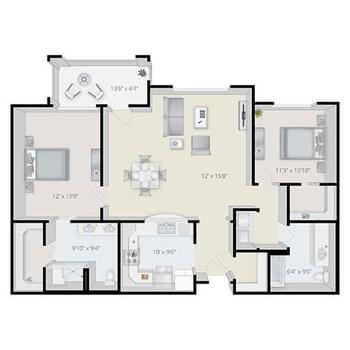 Floorplan of Terraces at San Joaquin, Assisted Living, Nursing Home, Independent Living, CCRC, Fresno, CA 9