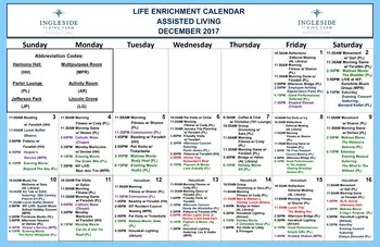 Activity Calendar of Ingleside at King Farm, Assisted Living, Nursing Home, Independent Living, CCRC, Rockville, MD 1