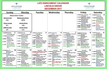Activity Calendar of Ingleside at King Farm, Assisted Living, Nursing Home, Independent Living, CCRC, Rockville, MD 13
