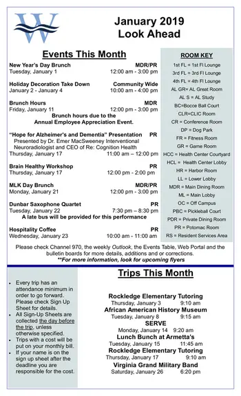 Activity Calendar of Westminster at Lake Ridge, Assisted Living, Nursing Home, Independent Living, CCRC, Lake Ridge, VA 6