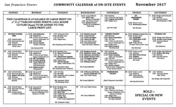 Activity Calendar of San Francisco Towers, Assisted Living, Nursing Home, Independent Living, CCRC, San Francisco, CA 3