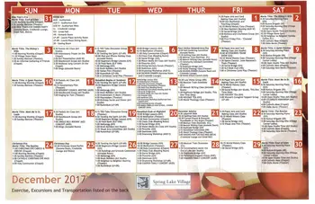 Activity Calendar of Spring Lake Village, Assisted Living, Nursing Home, Independent Living, CCRC, Santa Rosa, CA 1