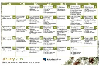 Activity Calendar of Spring Lake Village, Assisted Living, Nursing Home, Independent Living, CCRC, Santa Rosa, CA 3