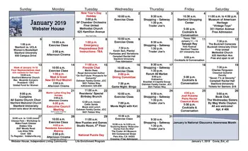 Activity Calendar of Webster House, Assisted Living, Nursing Home, Independent Living, CCRC, Palo Alto, CA 1
