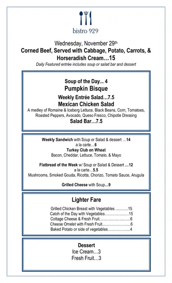 Dining menu of The Admiral at the Lake, Assisted Living, Nursing Home, Independent Living, CCRC, Chicago, IL 3