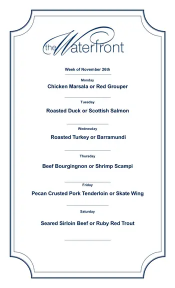 Dining menu of The Admiral at the Lake, Assisted Living, Nursing Home, Independent Living, CCRC, Chicago, IL 7