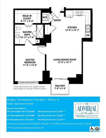 Floorplan of The Admiral at the Lake, Assisted Living, Nursing Home, Independent Living, CCRC, Chicago, IL 5
