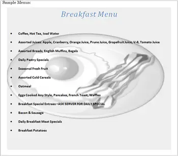 Dining menu of Chandler Hall, Assisted Living, Nursing Home, Independent Living, CCRC, Newtown, PA 1