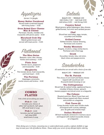 Dining menu of Collington, Assisted Living, Nursing Home, Independent Living, CCRC, Mitchellville, MD 2