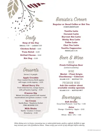 Dining menu of Collington, Assisted Living, Nursing Home, Independent Living, CCRC, Mitchellville, MD 4