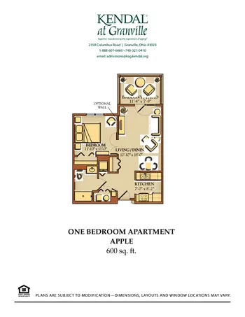 Floorplan of Kendal at Granville, Assisted Living, Nursing Home, Independent Living, CCRC, Granville, OH 7