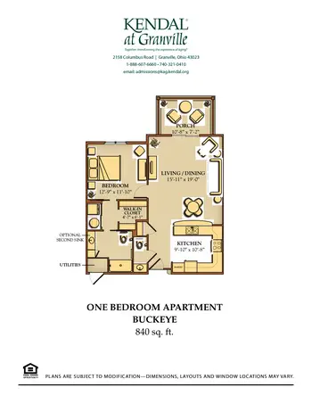 Floorplan of Kendal at Granville, Assisted Living, Nursing Home, Independent Living, CCRC, Granville, OH 10