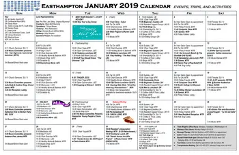 Activity Calendar of Lathrop Community, Assisted Living, Nursing Home, Independent Living, CCRC, Easthampton, MA 1