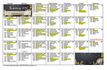 Activity Calendar of La Posada, Assisted Living, Nursing Home, Independent Living, CCRC, Palm Beach Gardens, FL 3