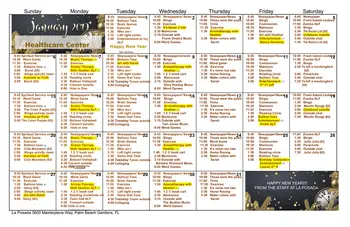 Activity Calendar of La Posada, Assisted Living, Nursing Home, Independent Living, CCRC, Palm Beach Gardens, FL 4