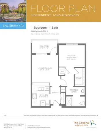 Floorplan of The Cardinal at North Hills, Assisted Living, Nursing Home, Independent Living, CCRC, Raleigh, NC 1