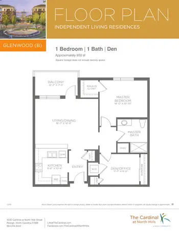 Floorplan of The Cardinal at North Hills, Assisted Living, Nursing Home, Independent Living, CCRC, Raleigh, NC 2