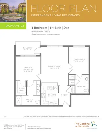 Floorplan of The Cardinal at North Hills, Assisted Living, Nursing Home, Independent Living, CCRC, Raleigh, NC 3