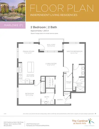 Floorplan of The Cardinal at North Hills, Assisted Living, Nursing Home, Independent Living, CCRC, Raleigh, NC 6