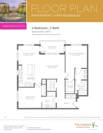 Floorplan of The Cardinal at North Hills, Assisted Living, Nursing Home, Independent Living, CCRC, Raleigh, NC 7