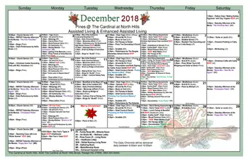 Activity Calendar of The Cardinal at North Hills, Assisted Living, Nursing Home, Independent Living, CCRC, Raleigh, NC 3