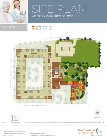 Campus Map of The Cardinal at North Hills, Assisted Living, Nursing Home, Independent Living, CCRC, Raleigh, NC 1