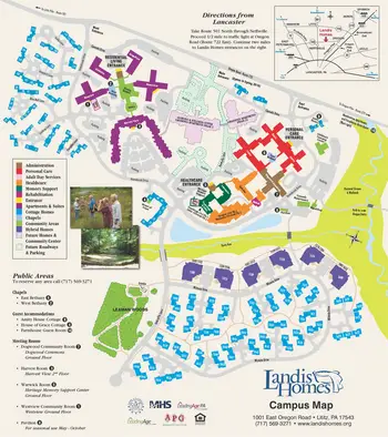 Campus Map of Landis Homes, Assisted Living, Nursing Home, Independent Living, CCRC, Lititz, PA 1