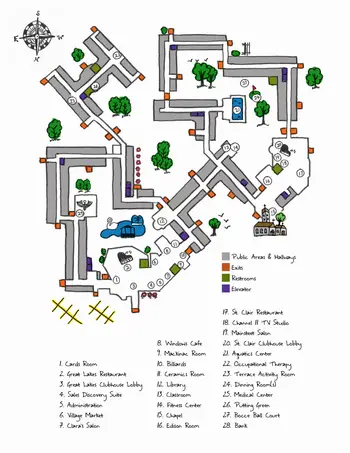 Campus Map of Henry Ford Village, Assisted Living, Nursing Home, Independent Living, CCRC, Dearborn, MI 1