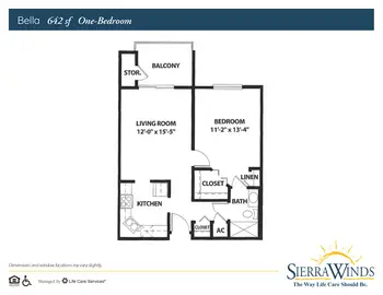Floorplan of Sierra Winds, Assisted Living, Nursing Home, Independent Living, CCRC, Peoria, AZ 2