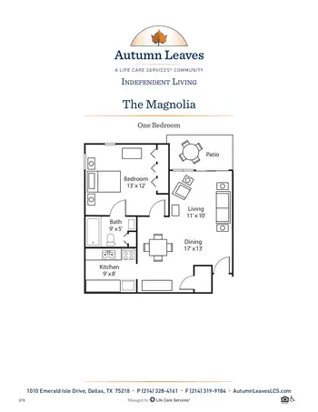 Floorplan of Autumn Leaves on White Rock Lake, Assisted Living, Nursing Home, Independent Living, CCRC, Dallas, TX 5