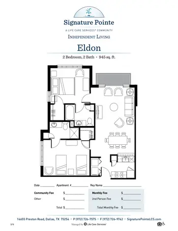 Floorplan of Signature Pointe on the Lake, Assisted Living, Nursing Home, Independent Living, CCRC, Dallas, TX 9