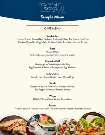 Dining menu of Pomperaug Woods, Assisted Living, Nursing Home, Independent Living, CCRC, Southbury, CT 1