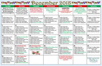 Activity Calendar of Friendship Village, Assisted Living, Nursing Home, Independent Living, CCRC, Kalamazoo, MI 4