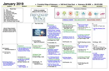 Activity Calendar of Friendship Village, Assisted Living, Nursing Home, Independent Living, CCRC, Kalamazoo, MI 5